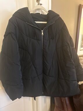 NWOT Free People Hailey Black Oversized Hooded Puffer Coat Jacket Parka Size M